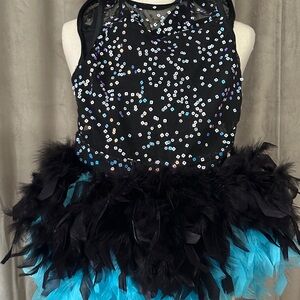 Weissman Black Sequin and Blue Feather Kids Costume